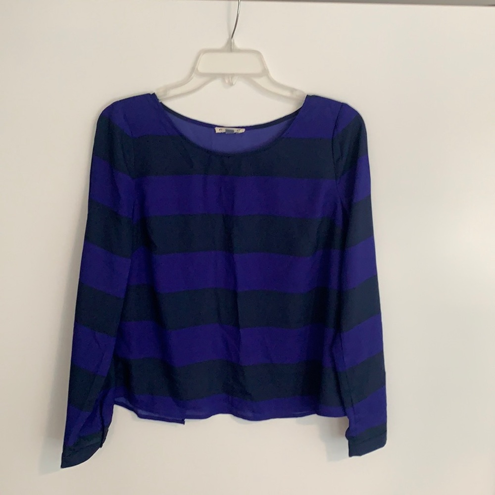 Cope Purple Striped Open Back Long Sleeved Top